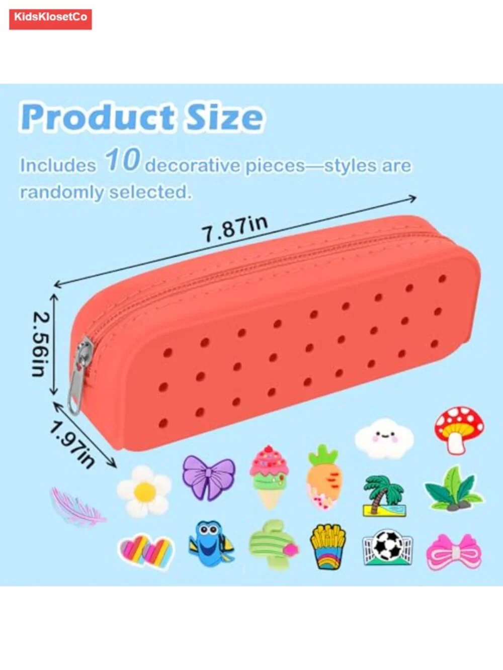 Silicone Pencil Pouch with DIY Charms, Multipurpose Makeup Bag